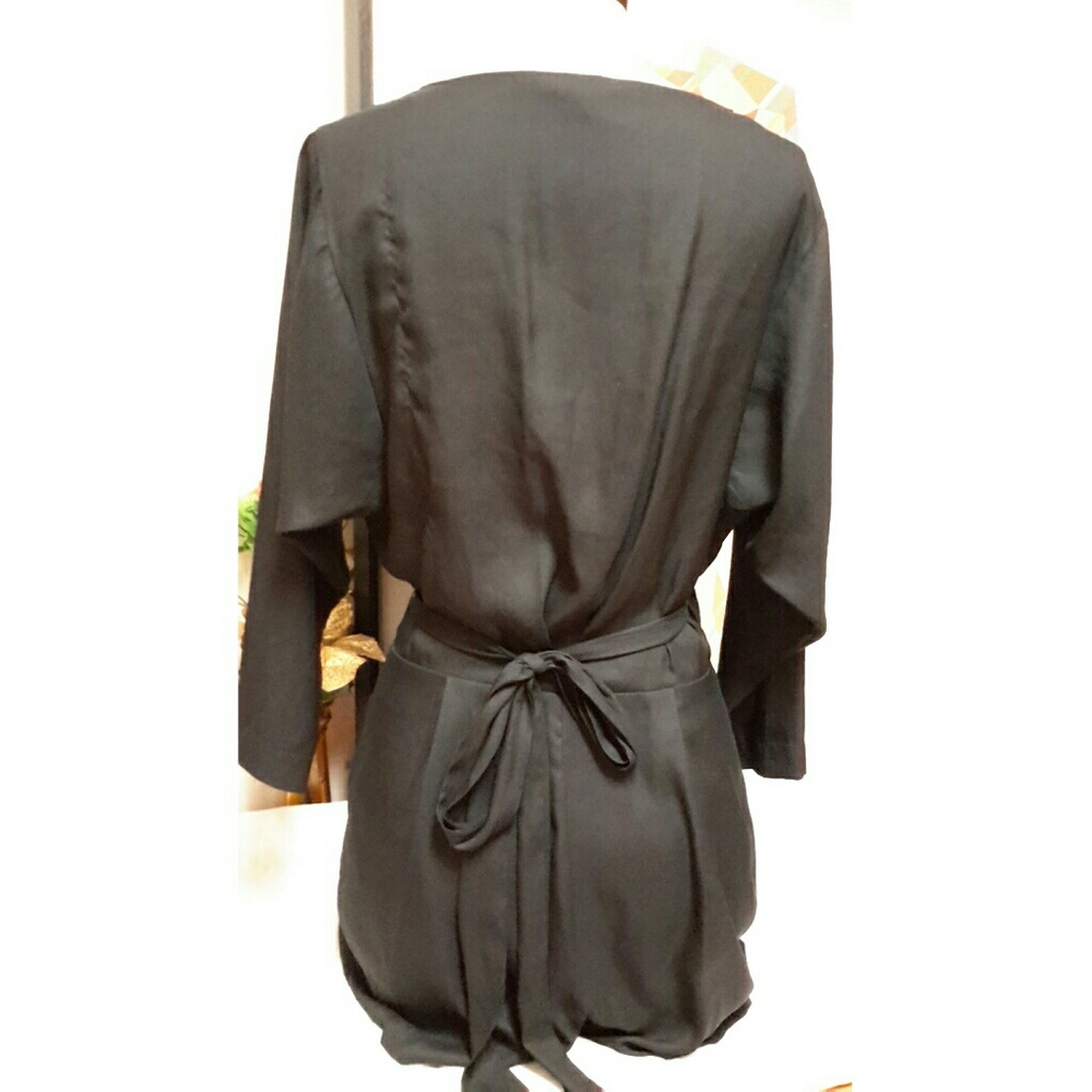 BCBGeneration Black Wrap Romper Shorts - Picture 5 of 6